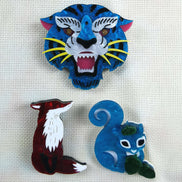Needle Minder - Luxury Layered Acrylic Red Fox, Blue Squirrel, Glitter Tiger