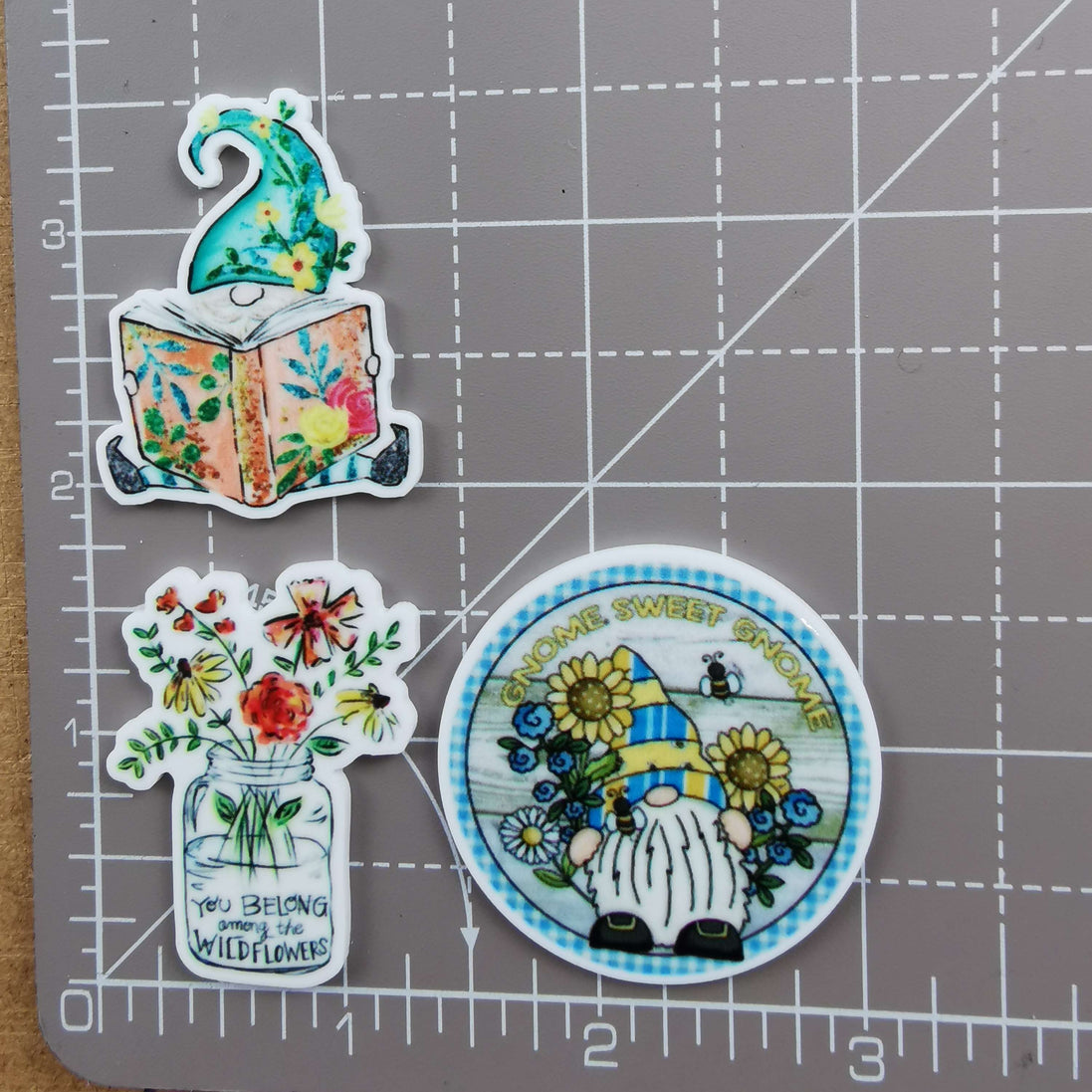 Needle Minder - Bookworm Gonk, Gnome Sweet Gnome, Wildflowers Jar.