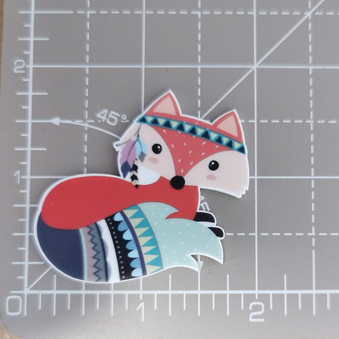 Needle Minder - Colourful little feather Fox.