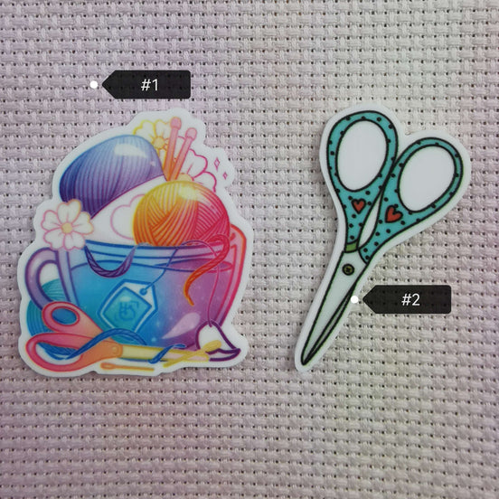 Needle Minder - Scissors / Crafty Knitting Tea Cup