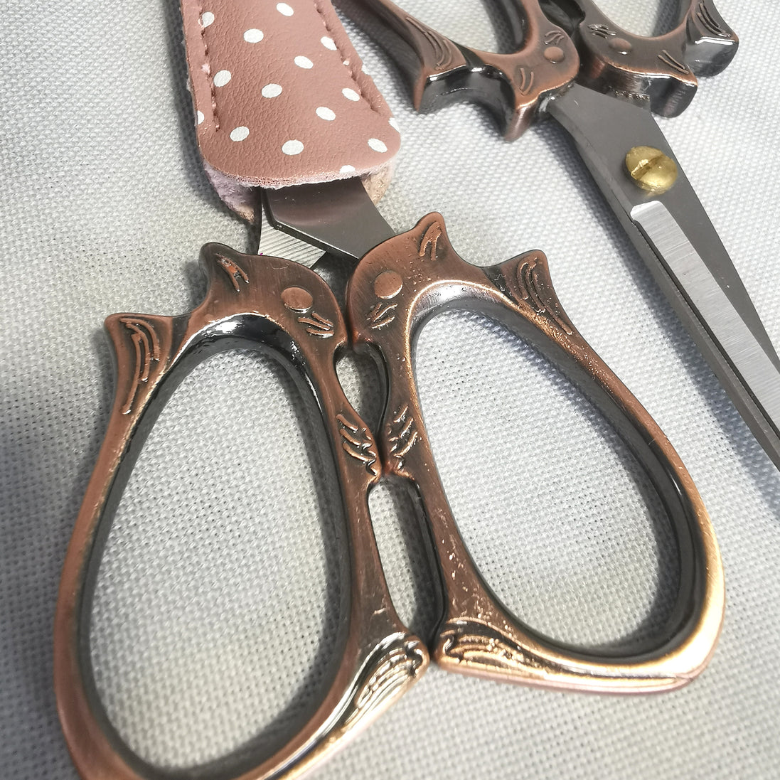 Burnished Copper Squirrel Embroidery Scissors with Cover