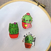 Needle Minder - Cute Cactus Pin Cushion, Cup & 'CAT-cus'