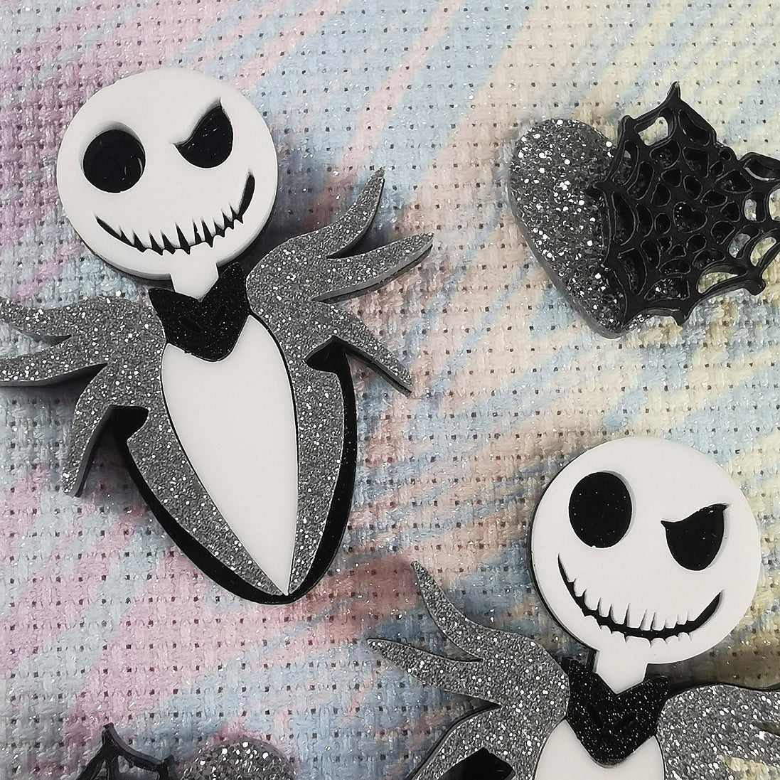 Needle Minder - Luxury Minder Set. Sparkle Jack Skellington &  Web Heart