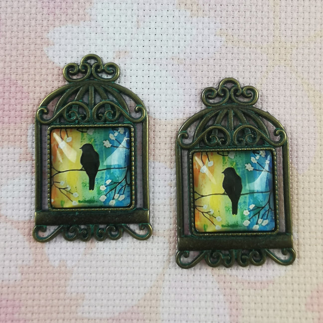 Needle Minder - Bird Cage. Rainbow Silhouette