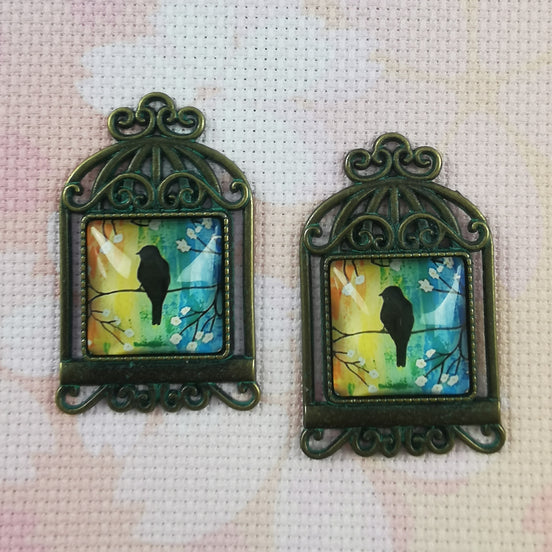 Needle Minder - Bird Cage. Rainbow Silhouette
