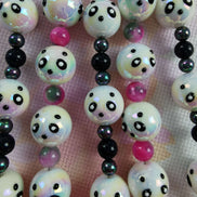 Beaded Scissor Keep. Panda Hand Decorated Iridescent Beads