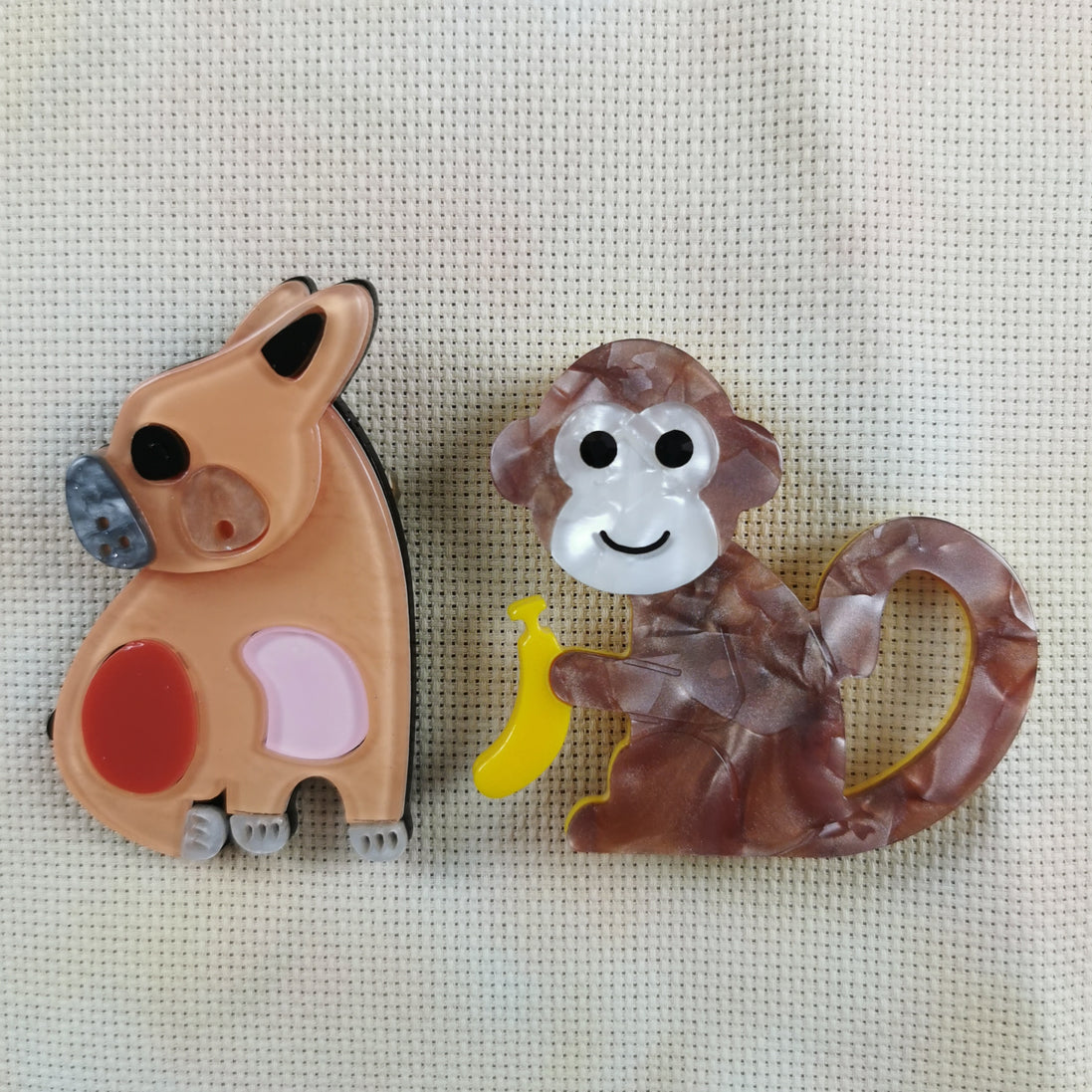 Needle Minder - Luxury Layered Acrylic French Bulldog, Banana Monkey