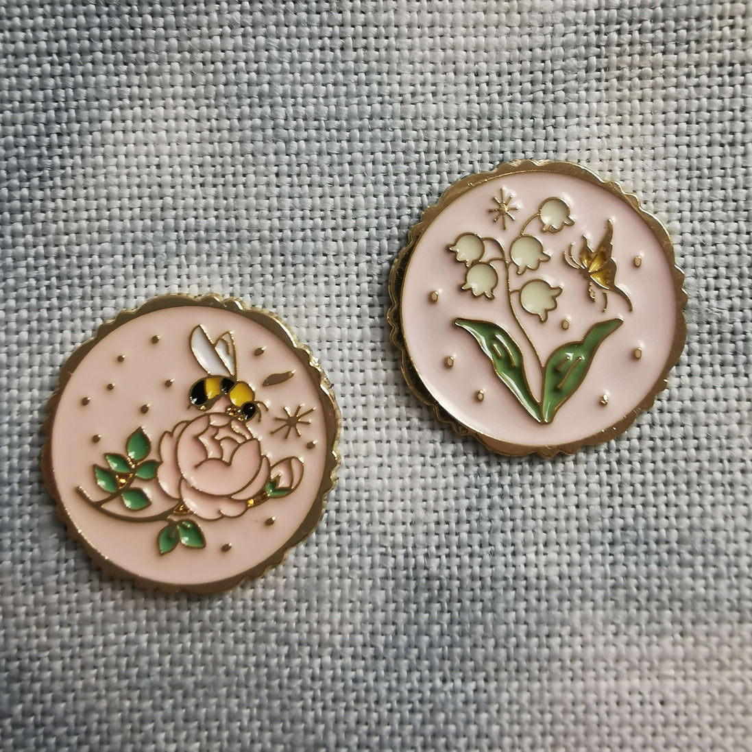 Needle Minder -  Floral Bee & Floral Butterfly