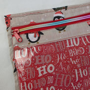 WIP Project Bag - HoHoHo Penguins GLITTER front