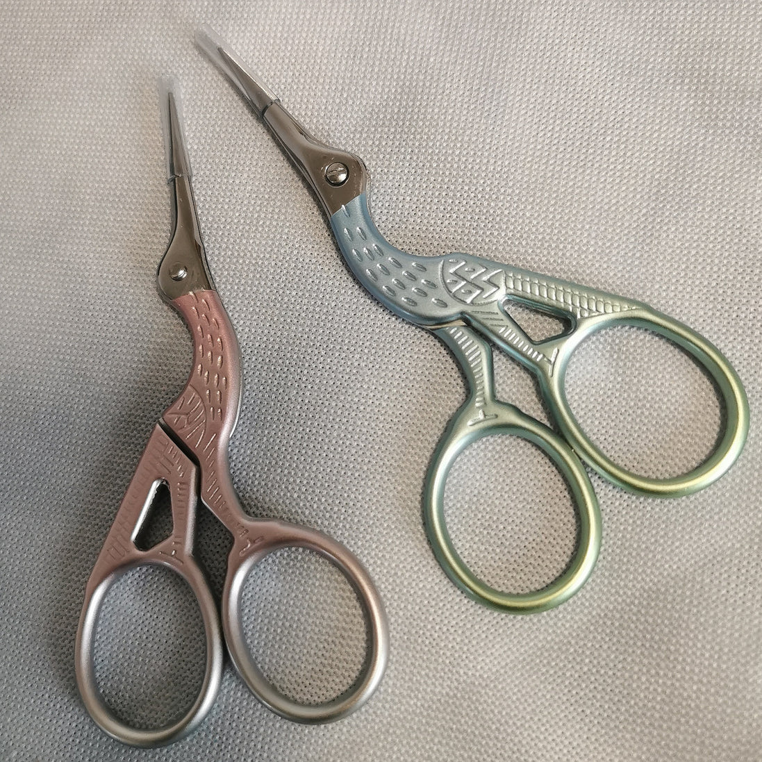 Matt Pastel Stork Embroidery Scissors with Cover