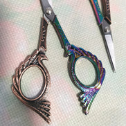 Rainbow Copper Dual Tone Peacock Embroidery Scissors with Cover