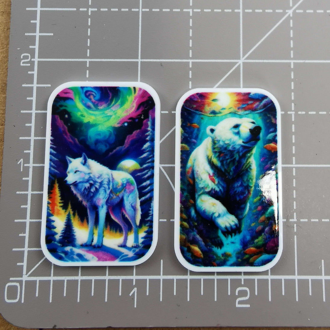 Needle Minder - Northern Lights Wolf. Sunlit Waters Polar Bear.