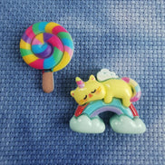 Needle Minder - Rainbow Kitty Corn Cat. Colourful Lollipop