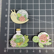 Needle Minder - Floral Animals. Turtle. Snail. Bottled Frog.