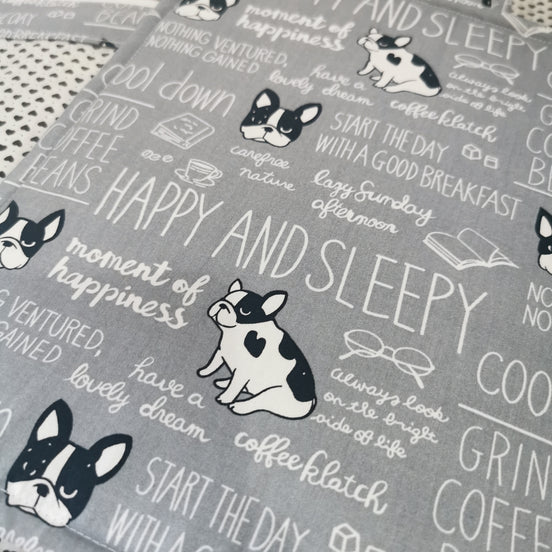 WIP Project Bag - Frenchie Doodles (grey)