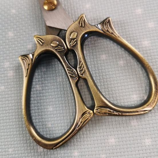 Burnished Gold Squirrel Embroidery Scissors with Cover