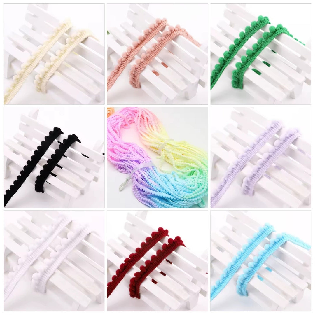 Mini Pom Pom Trim. Various Colours.