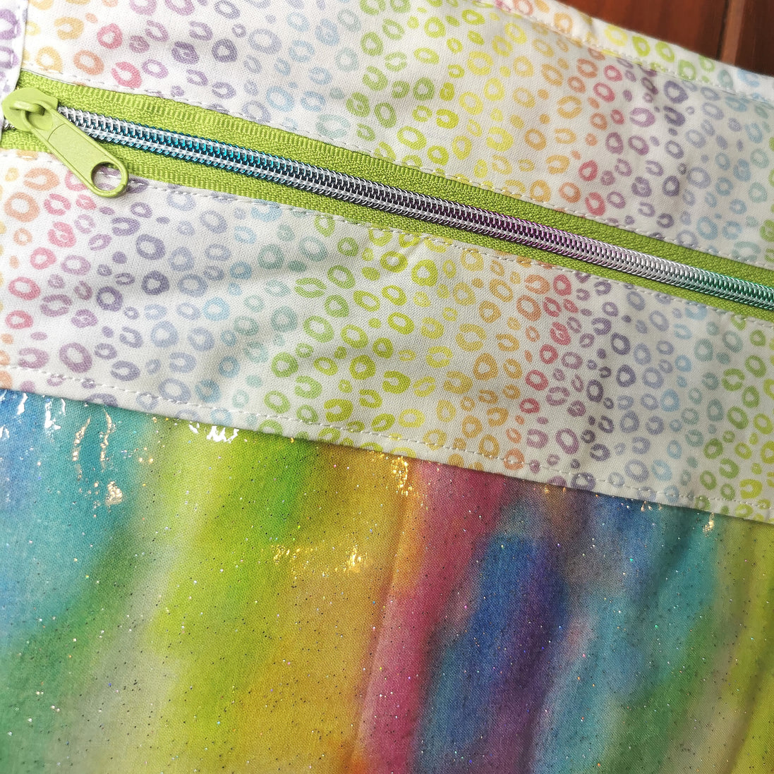 WIP Project Bag - Rainbow Leopard GLITTER front.