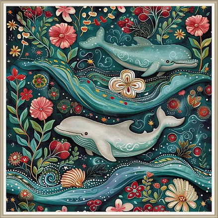 Floral Ocean Friends PDF Cross Stitch Pattern Chart