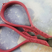 Matte Pink Ornate Metalwork Embroidery Scissors with Cover