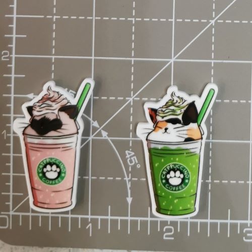 Needle Minder - Coffee Cats, Iced Matcha & Latte. Calico & Siamese.
