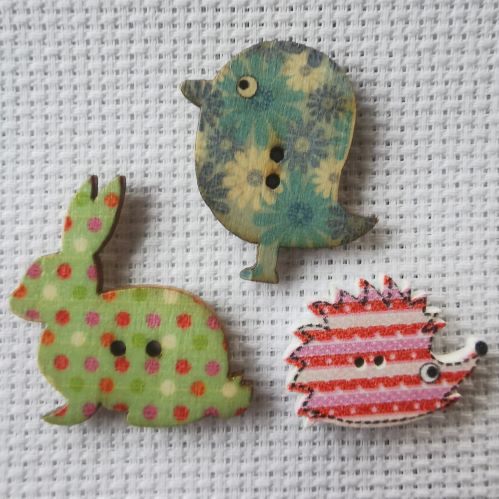 Needle Minder Trio - Wooden Woodland Creatures