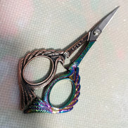 Rainbow Copper Dual Tone Peacock Embroidery Scissors with Cover