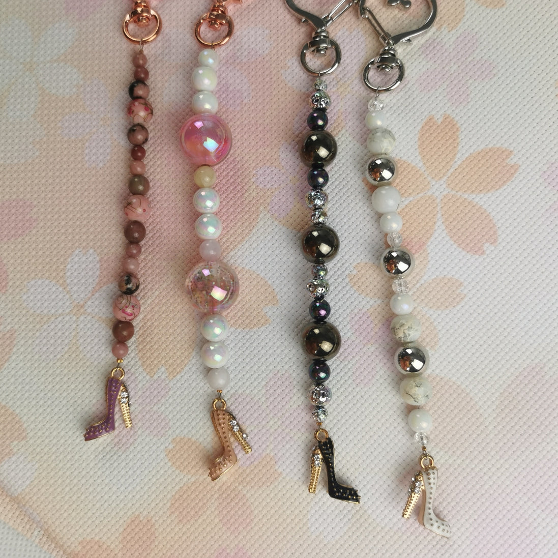 Beaded Scissor Keep. Heart Clasp High Heel