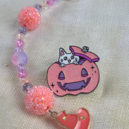 Beaded Scissor Keep & Minder Set - Glittery Pumpkin Witch