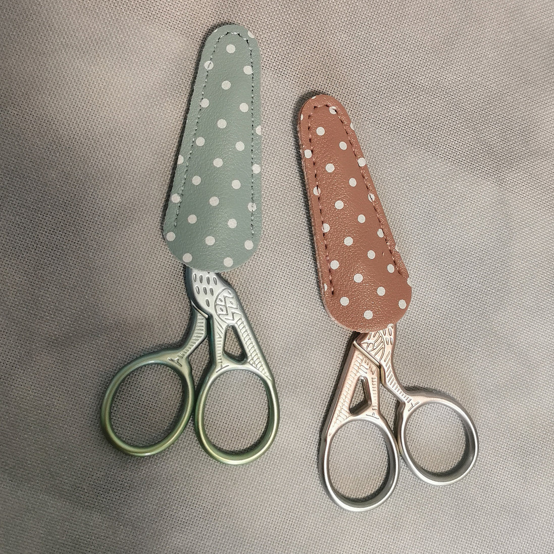 Matt Pastel Stork Embroidery Scissors with Cover