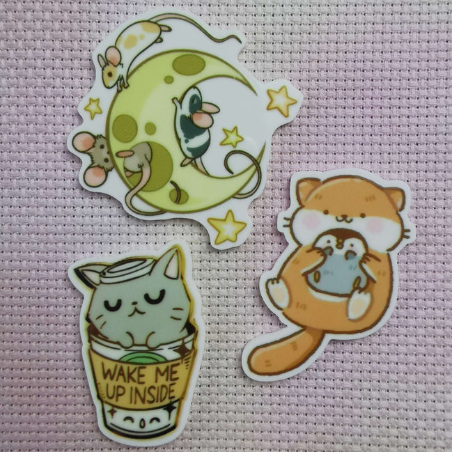 Needle Minder - Cat Coffee, Moon Mice, Penguin Otter Friends.