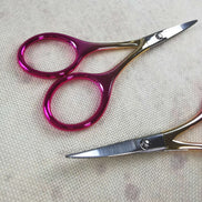 Pink/Gold/Silver Ombre Sleek Curve Embroidery Scissors with Cover