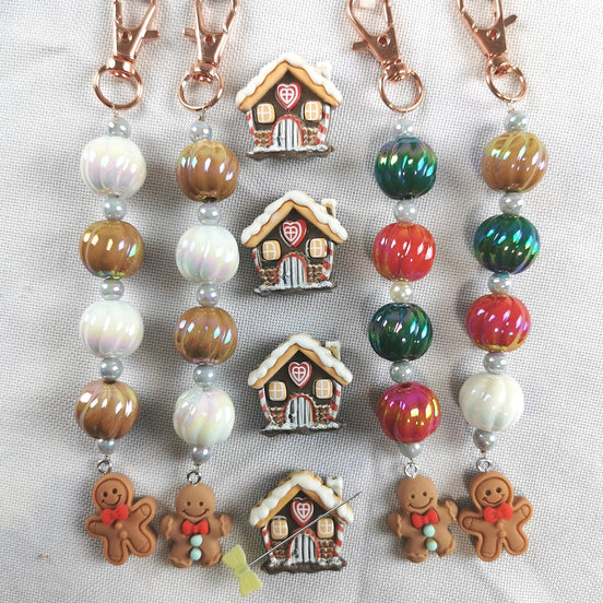 Beaded Scissor Keep & Minder Set - Gingerbread