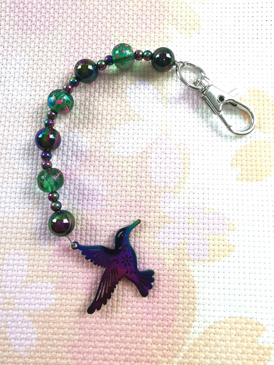 Beaded Scissor Keep. Rainbow Hummingbird