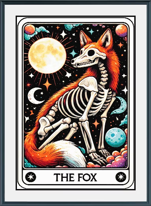 Skeleton Tarot - The Fox PDF Cross Stitch Pattern Chart.