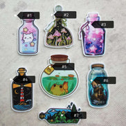 Needle Minder - Bottles. Kitty Stars, Toadstool, Fairy Frog, Lighthouse, Otter.