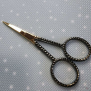 Gunmetal to Gold Rope Twist Embroidery Scissors with Cover