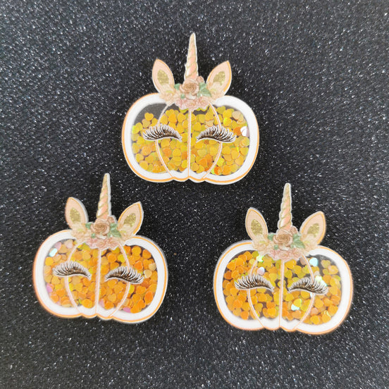 Needle Minder - Cute Halloween Unicorn Pumpkin Sequin Shaker.