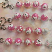 Beaded Scissor Keep. Spooky Cute Ghost Hand Decorated Beads & Heart Clasp