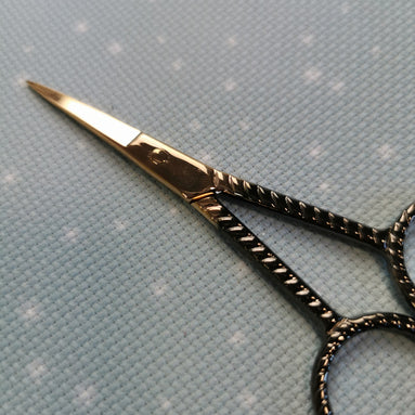 Gunmetal to Gold Rope Twist Embroidery Scissors with Cover