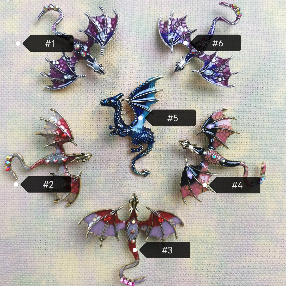 Needle Minder - Enamel Crystal Dragon