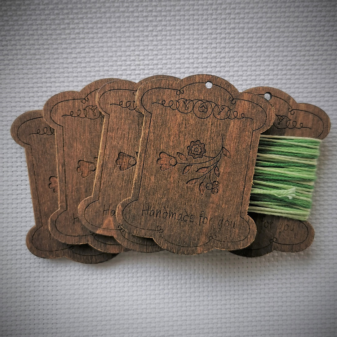 Vintage wooden handmade floss bobbins