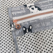WIP Project Bag - Frenchie Doodles (grey)
