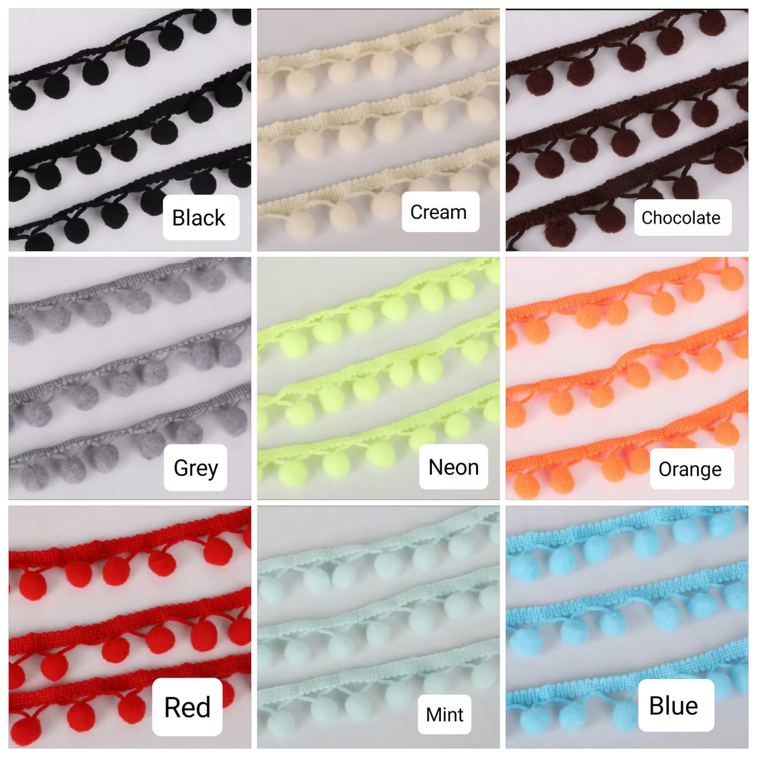 Pom Pom Trim. Various Colours.