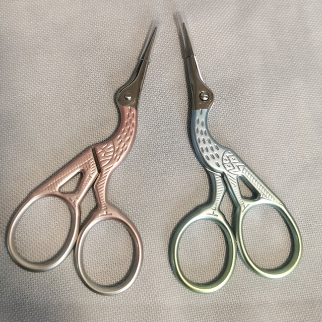 Matt Pastel Stork Embroidery Scissors with Cover