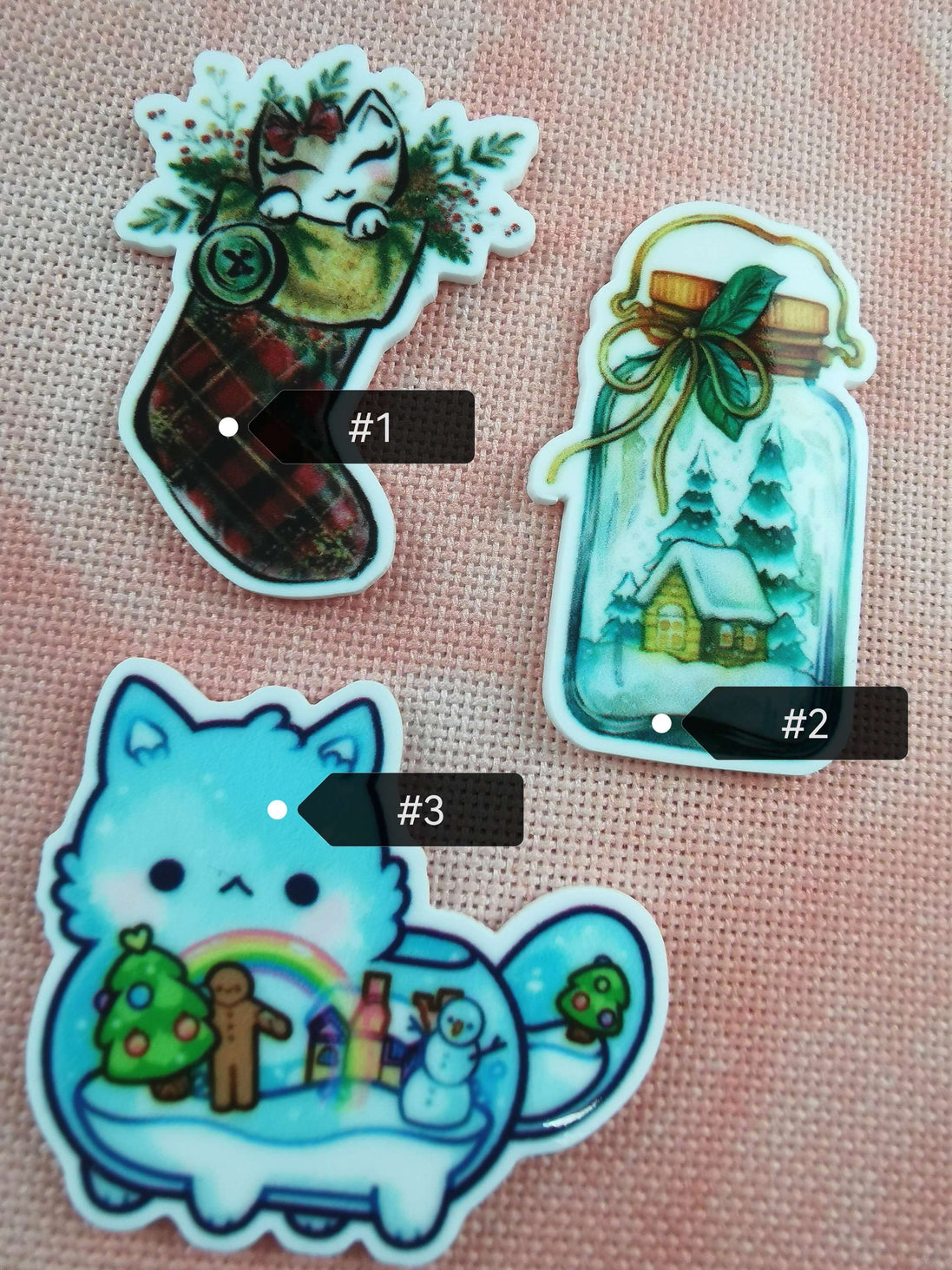 Needle Minder - Christmas Kitty / Stocking / Winter Jar.