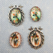 Needle Minder - Rainbow Deer / Fox. Silver or Rose Gold Frame