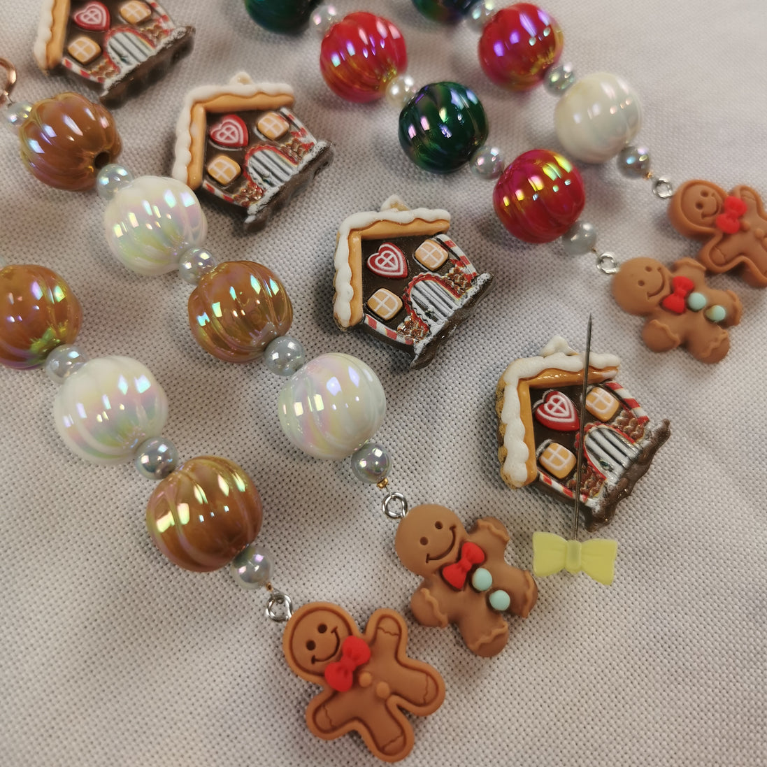 Beaded Scissor Keep & Minder Set - Gingerbread