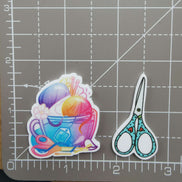 Needle Minder - Scissors / Crafty Knitting Tea Cup