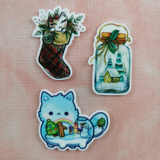 Needle Minder - Christmas Kitty / Stocking / Winter Jar.